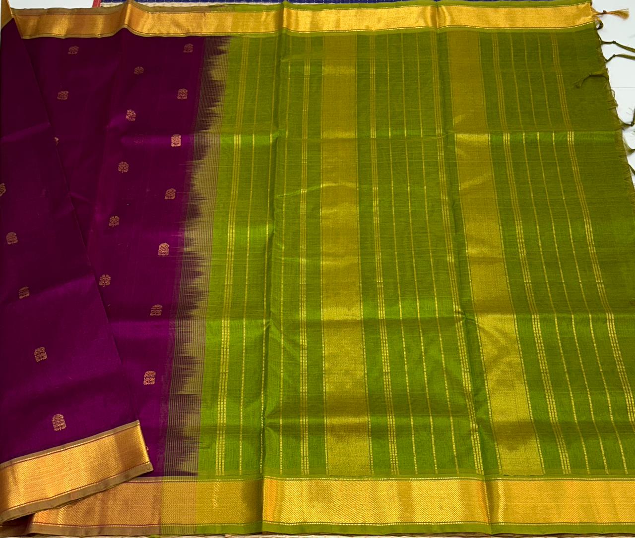 Handloom silk cotton saree with buttas - MS142
