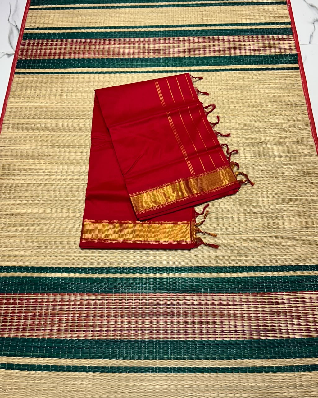 Handloom semi silk cotton saree - MSD008 (weaving mistek saree)