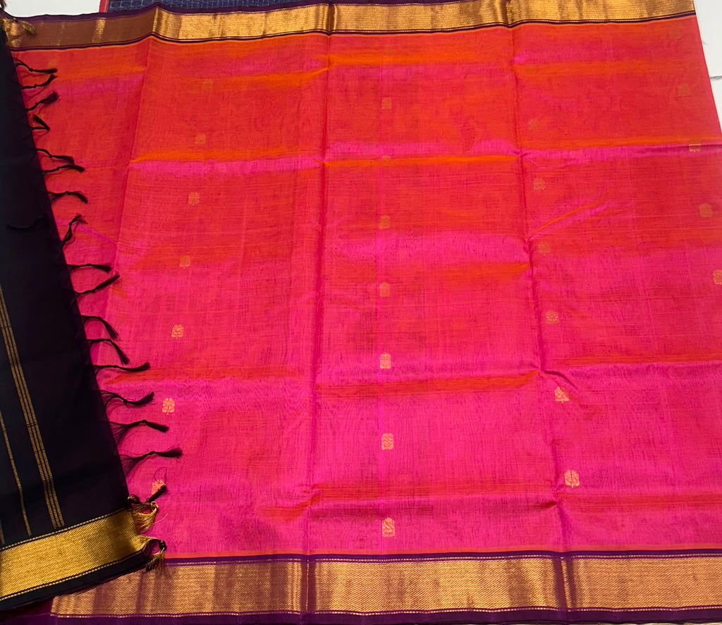 Handloom silk cotton saree with buttas - MS351