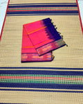 Handloom silk cotton saree with ikkart border - MS347