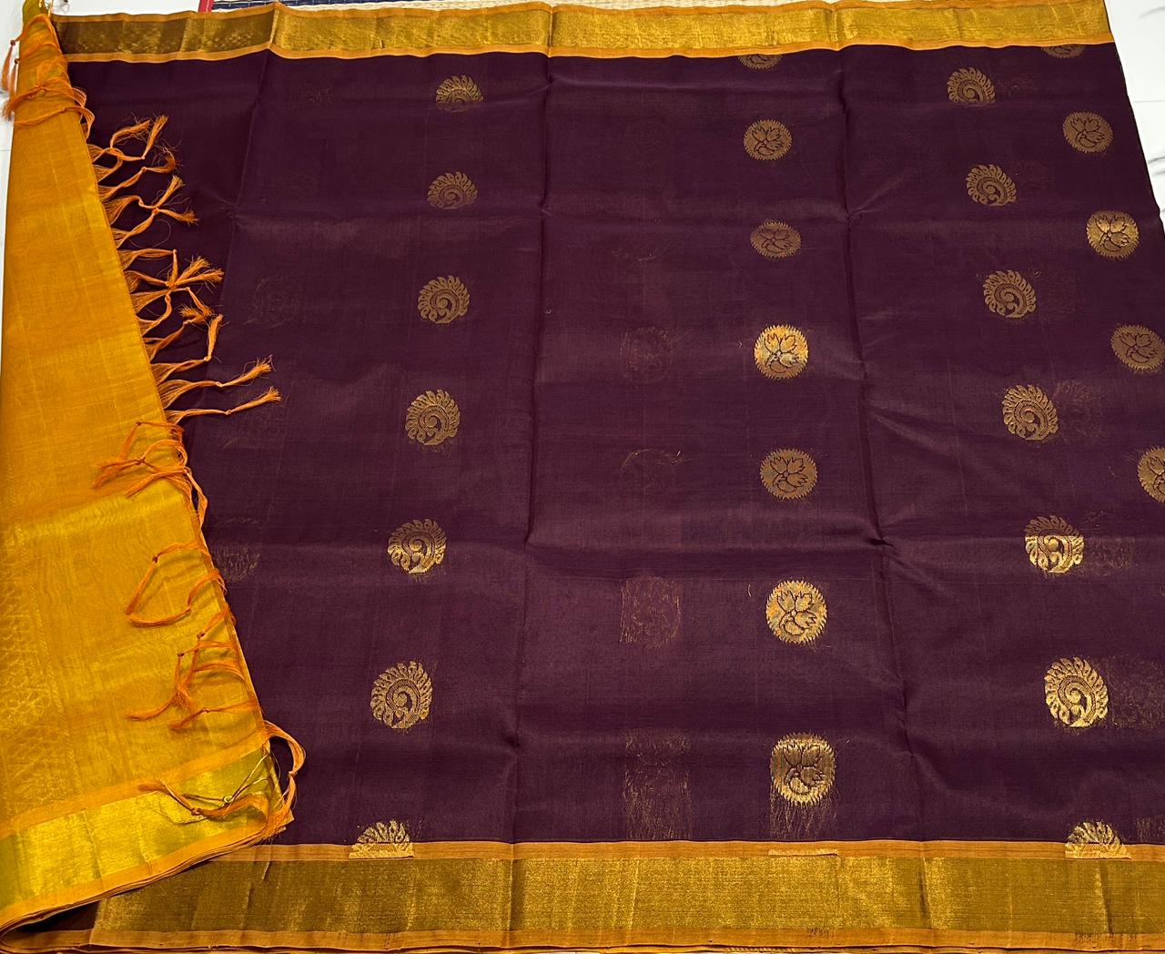 Handloom silk cotton saree with buttas - MS179