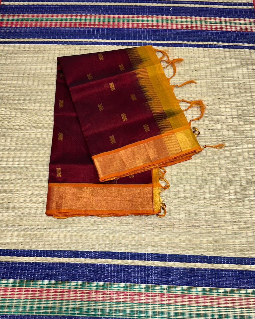 Handloom silk cotton saree with buttas - MS167