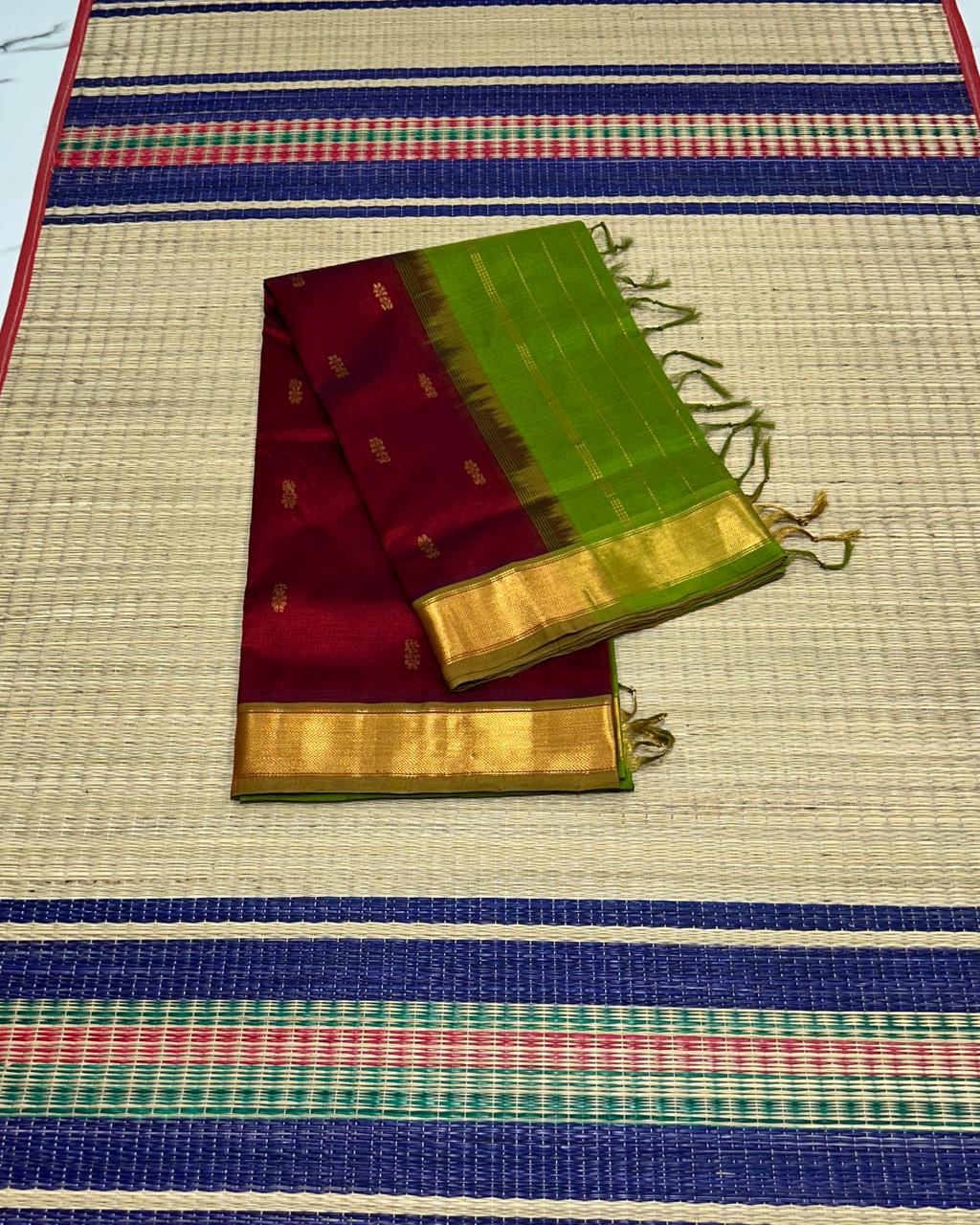 Handloom silk cotton saree with buttas - MS208