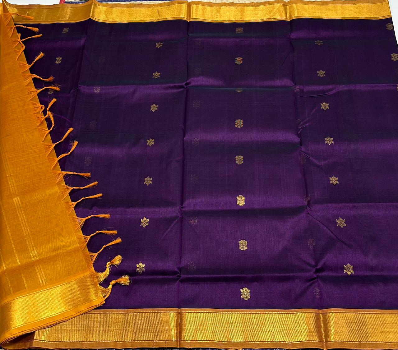 Handloom silk cotton saree with buttas - MS136