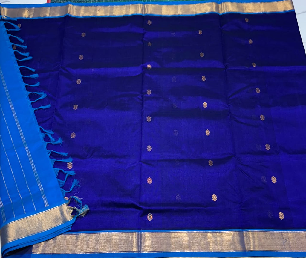 Handloom silk cotton saree with buttas - MS391
