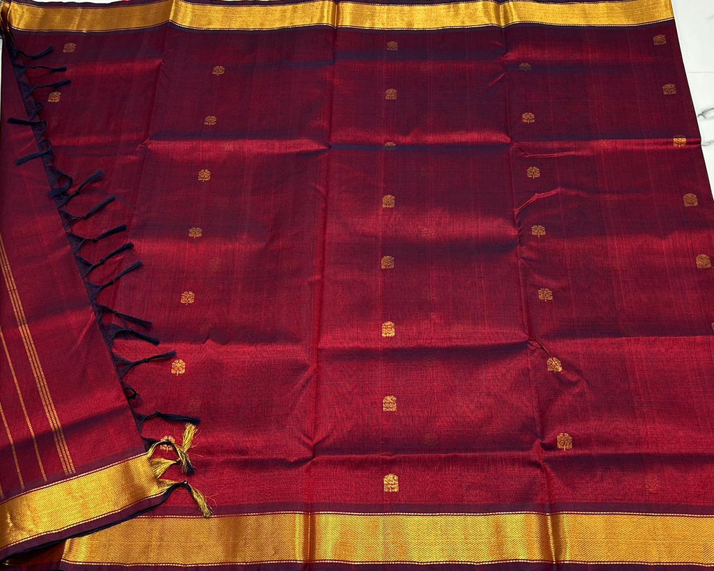 Handloom silk cotton saree with buttas - MS122