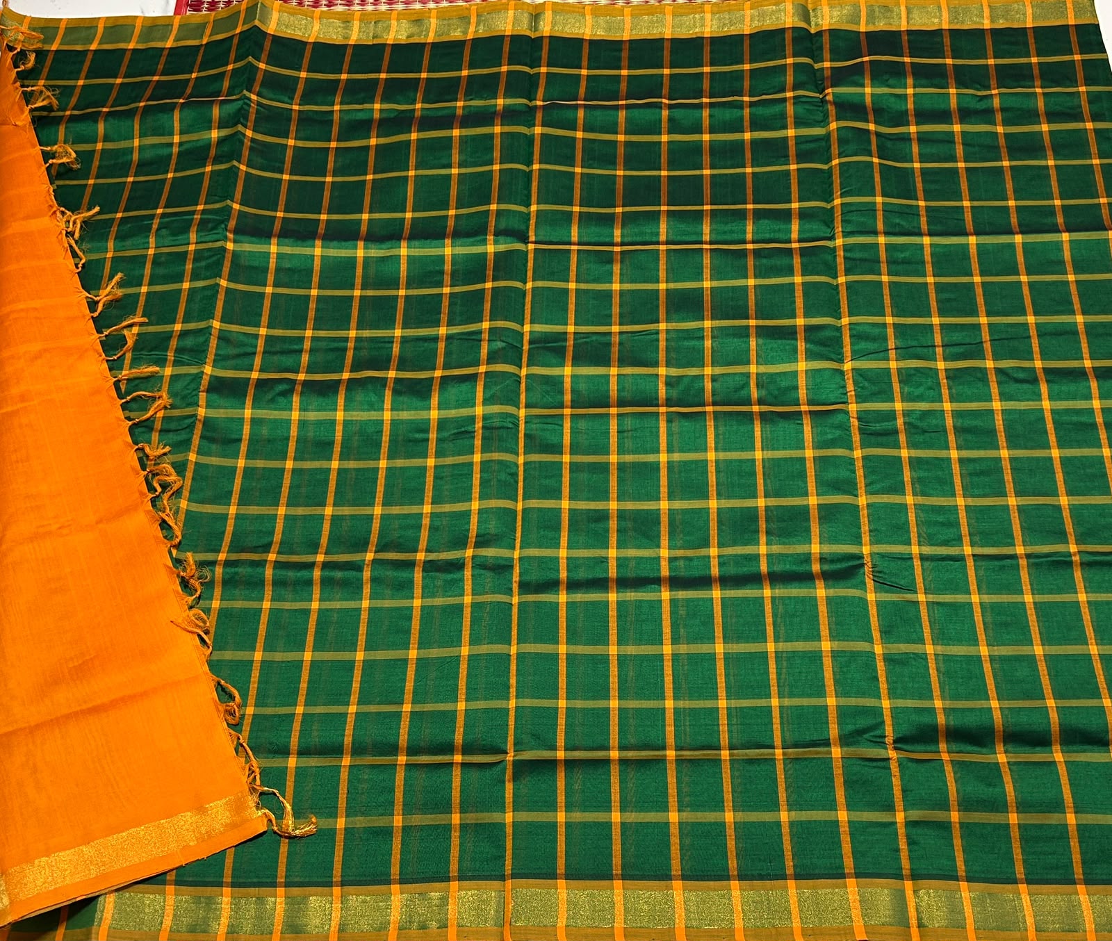 Handloom semi silk cotton saree with kattam - MS259