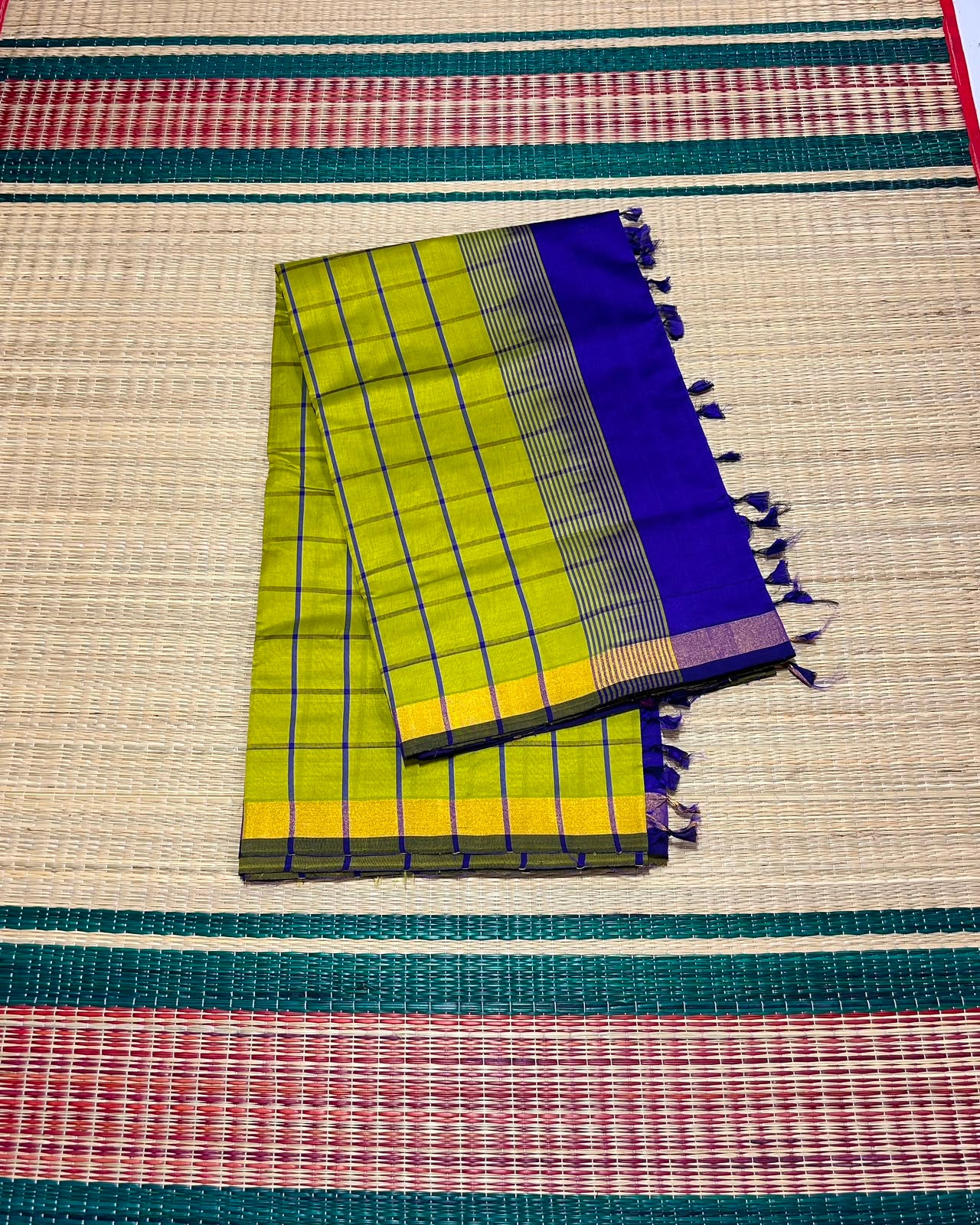 Handloom semi silk cotton saree with kattam - MS254