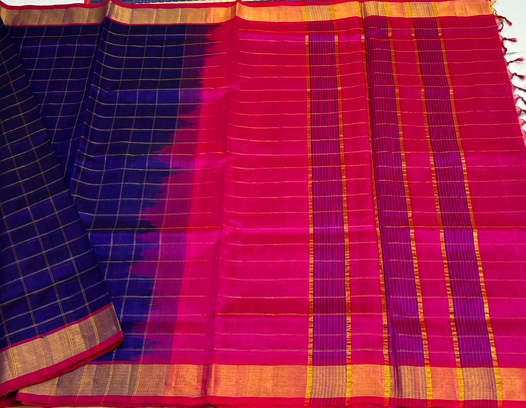 Handloom silk cotton saree with zari kattam - MS223