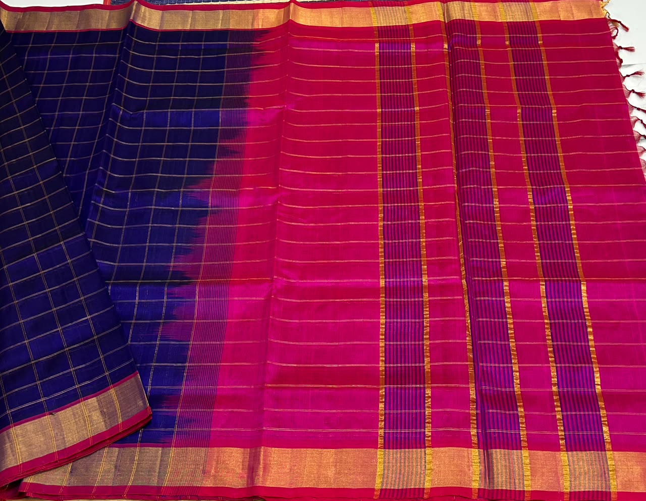 Handloom silk cotton saree with zari kattam - MS223