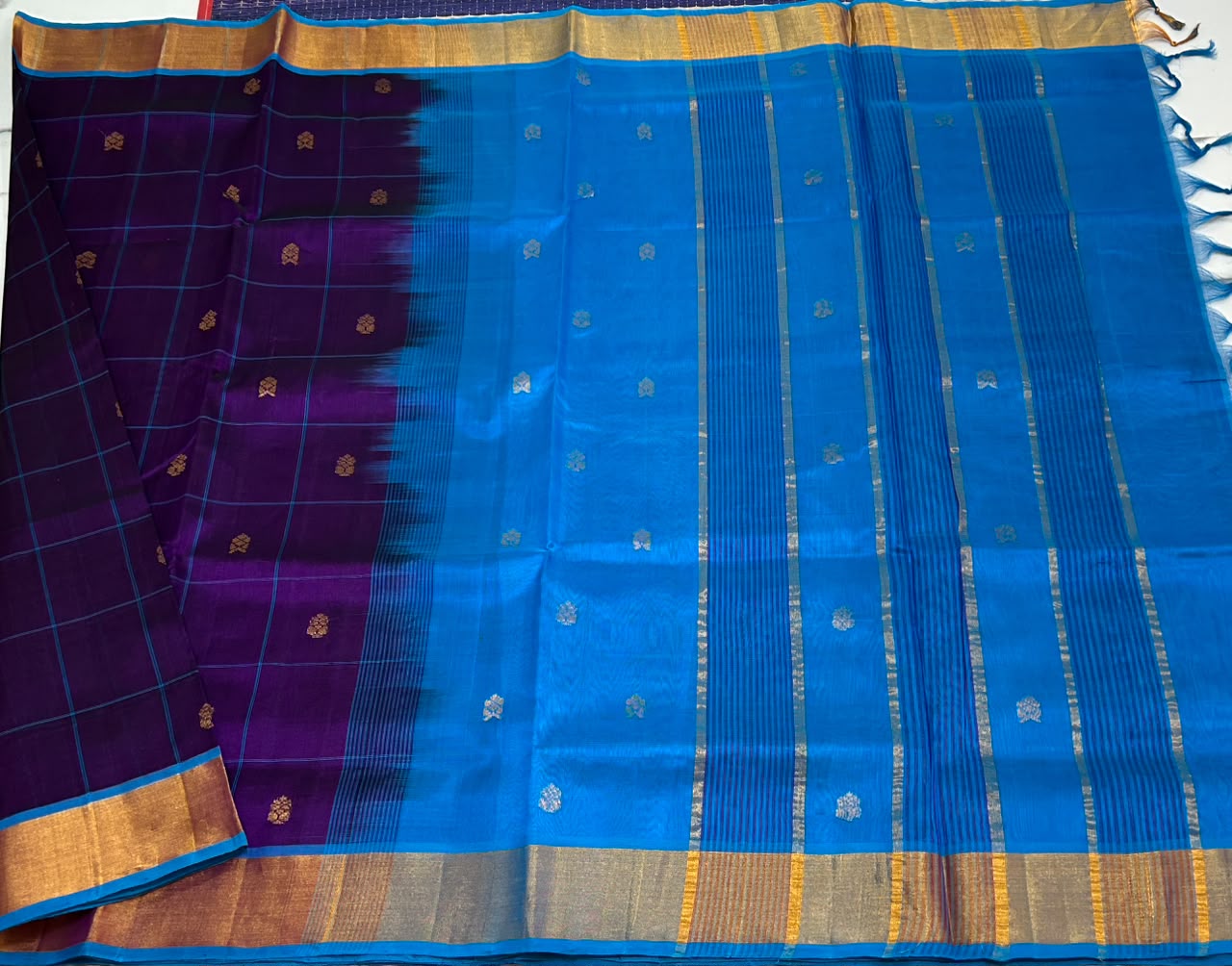 Handloom silk cotton saree with kattam  - MS224