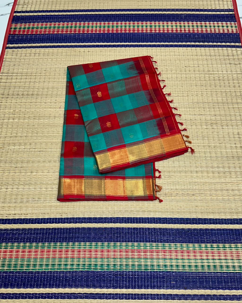 Handloom Paalum pazhamum silk cotton saree with buttas  - MS235