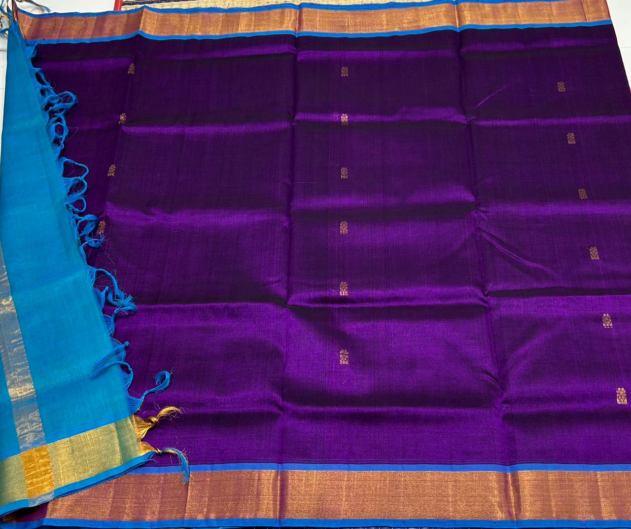 Handloom silk cotton saree with buttas - MS168