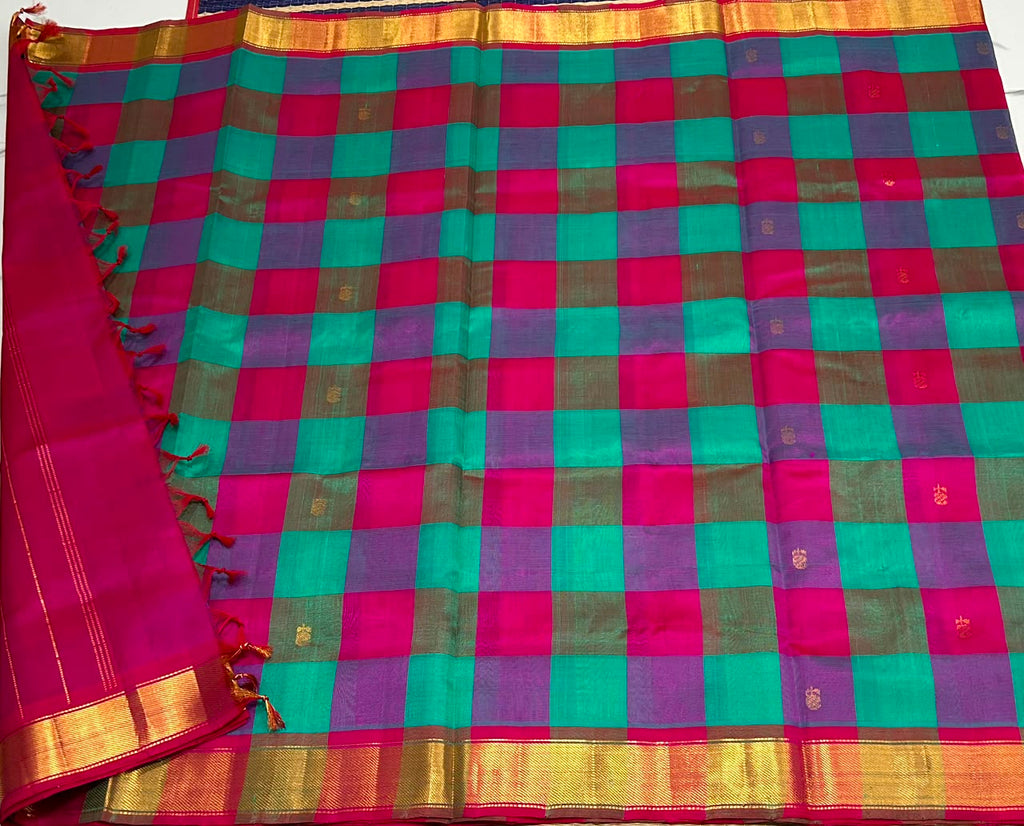 Handloom Paalum pazhamum silk cotton saree with buttas - MS234