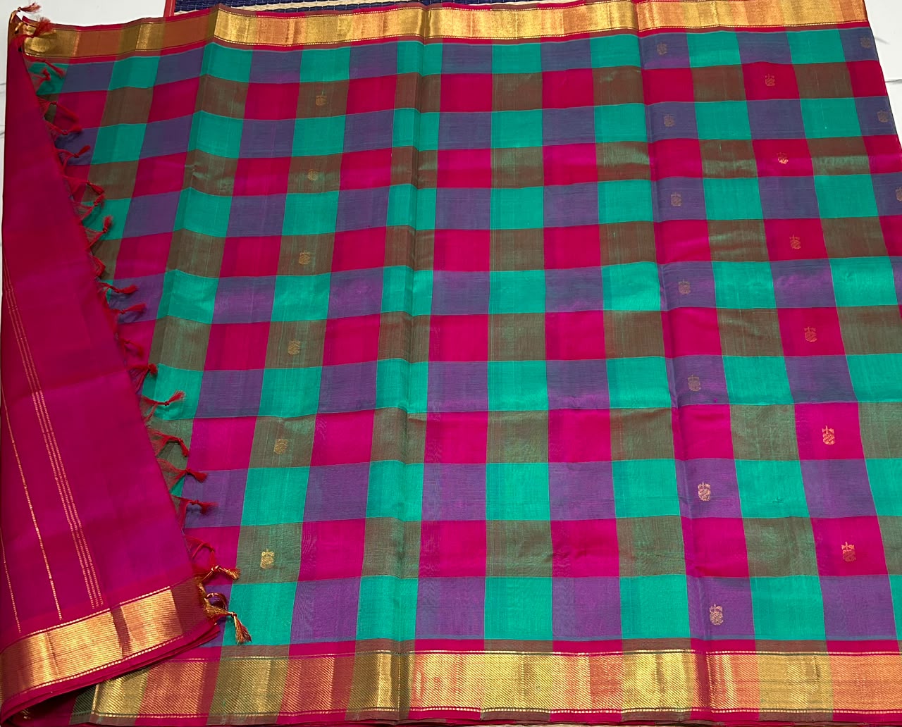 Handloom Paalum pazhamum silk cotton saree with buttas - MS234