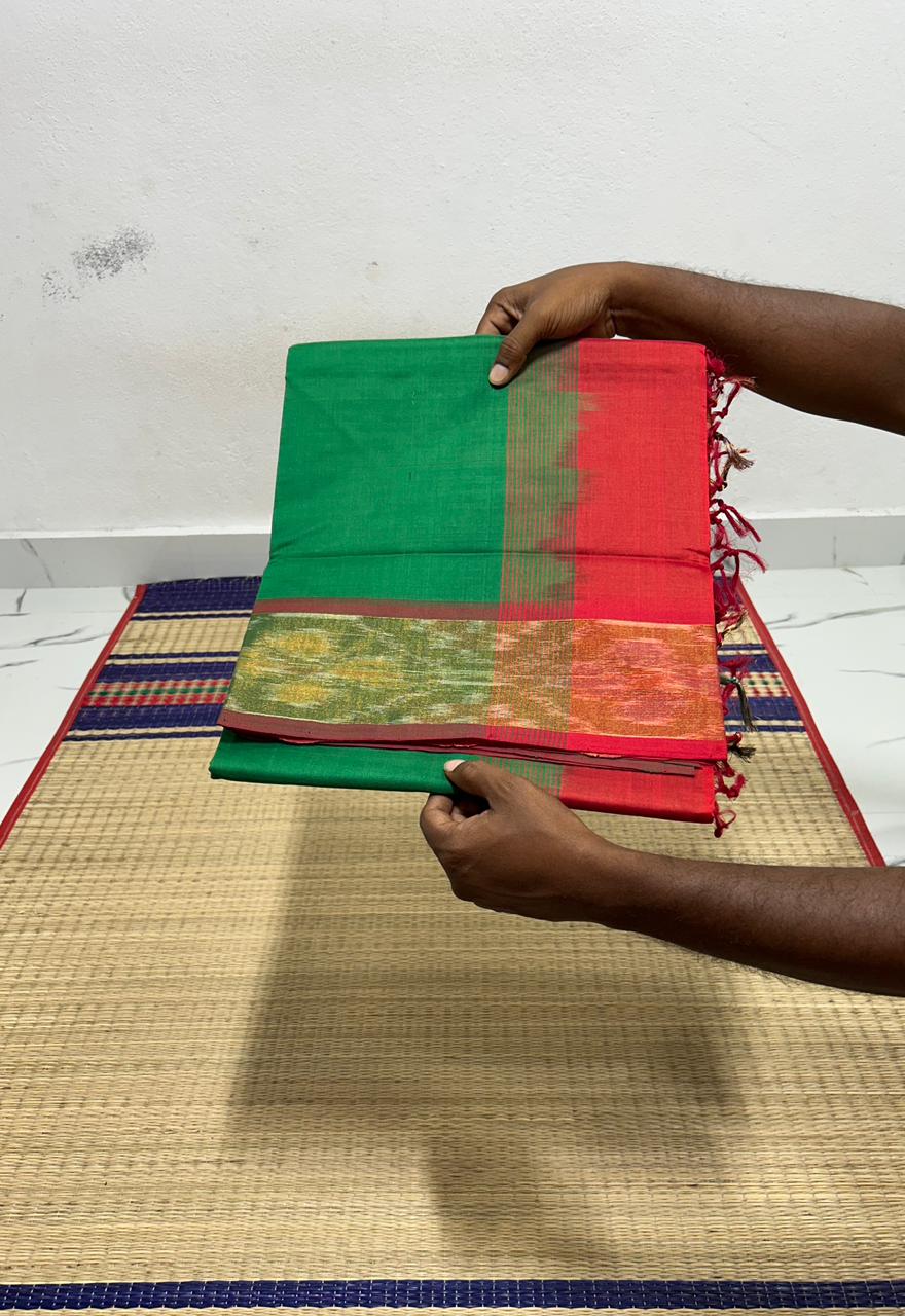 Handloom semi silk cotton saree pochampalli border - MS063