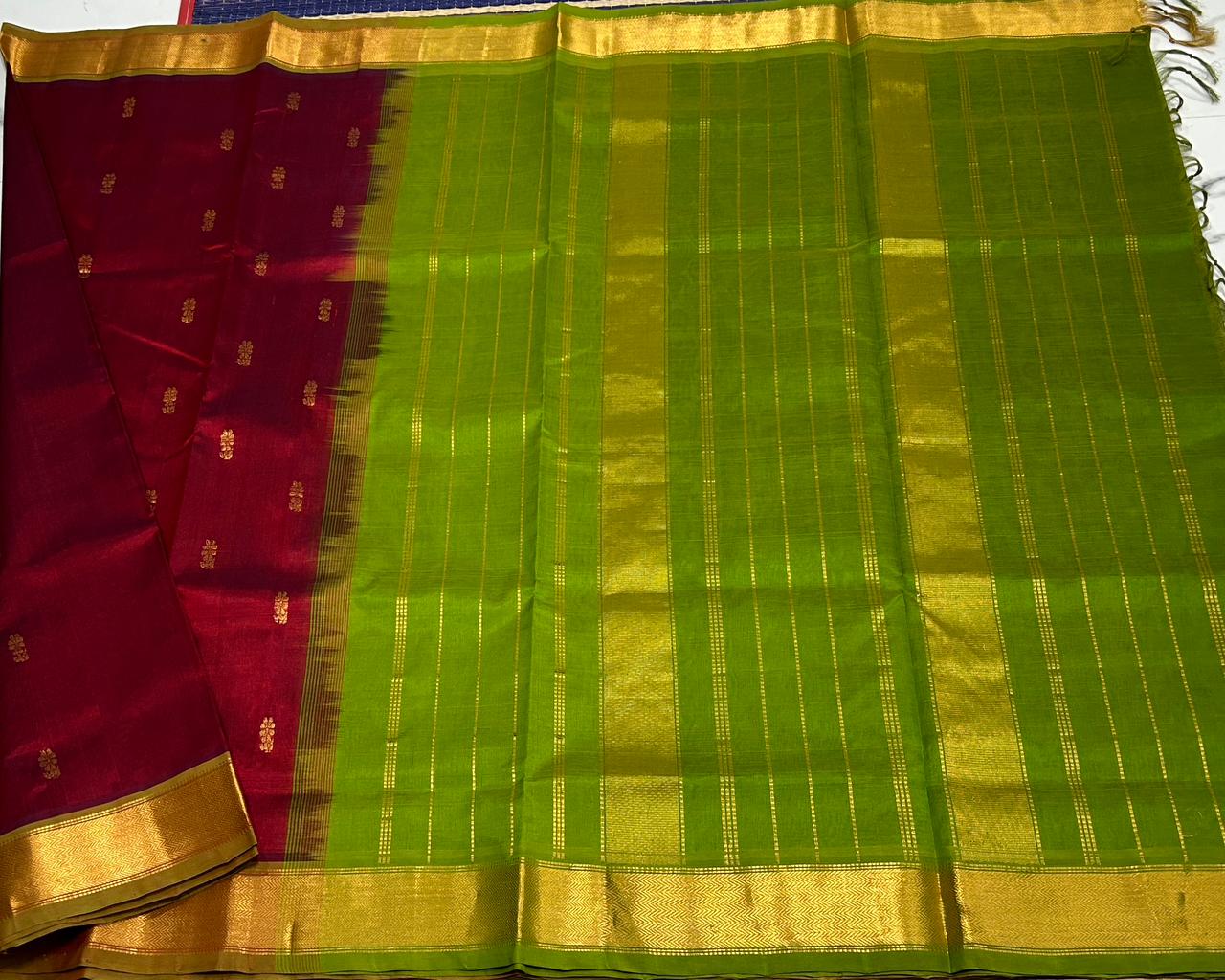 Handloom silk cotton saree with buttas - MS208