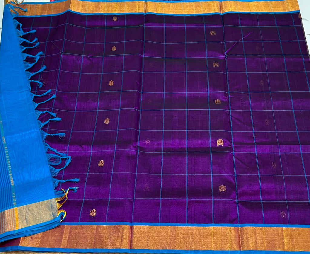Handloom silk cotton saree with kattam  - MS224