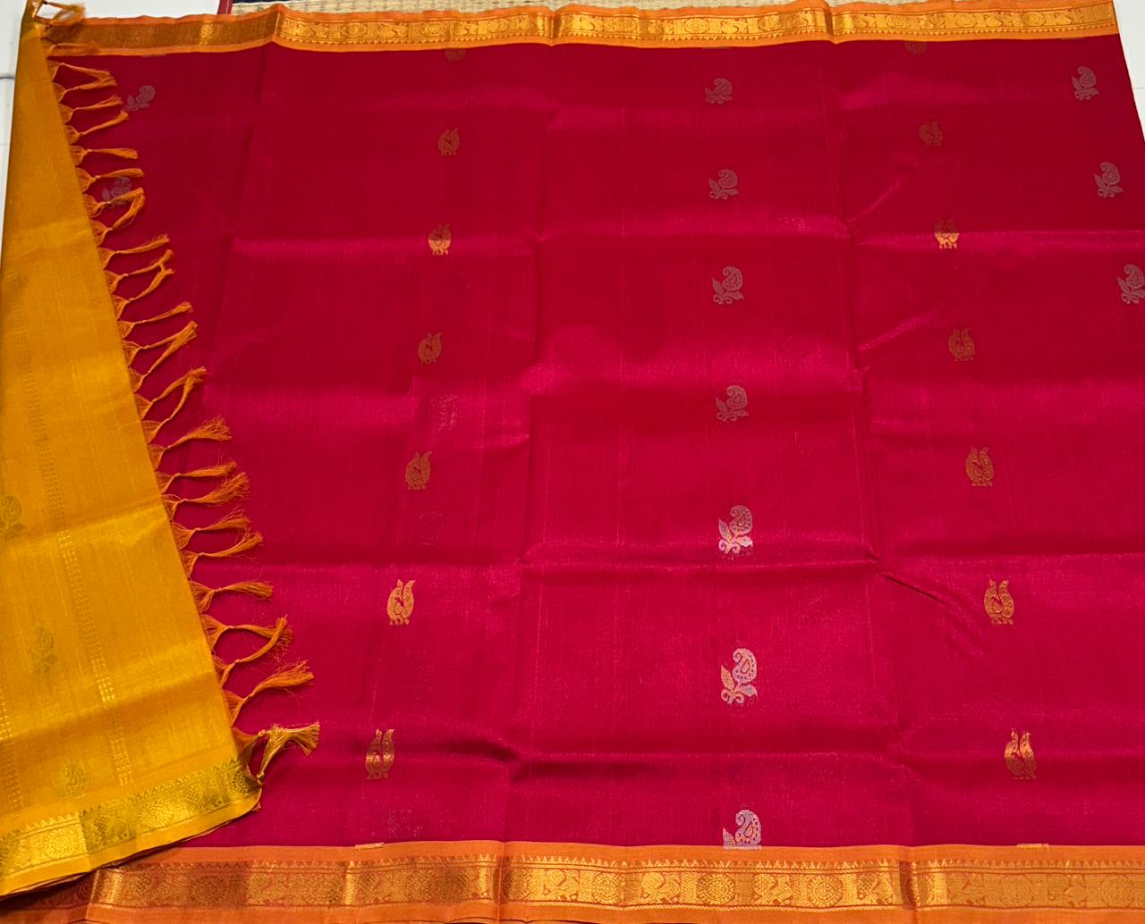 Handloom silk cotton saree with buttas - MS182