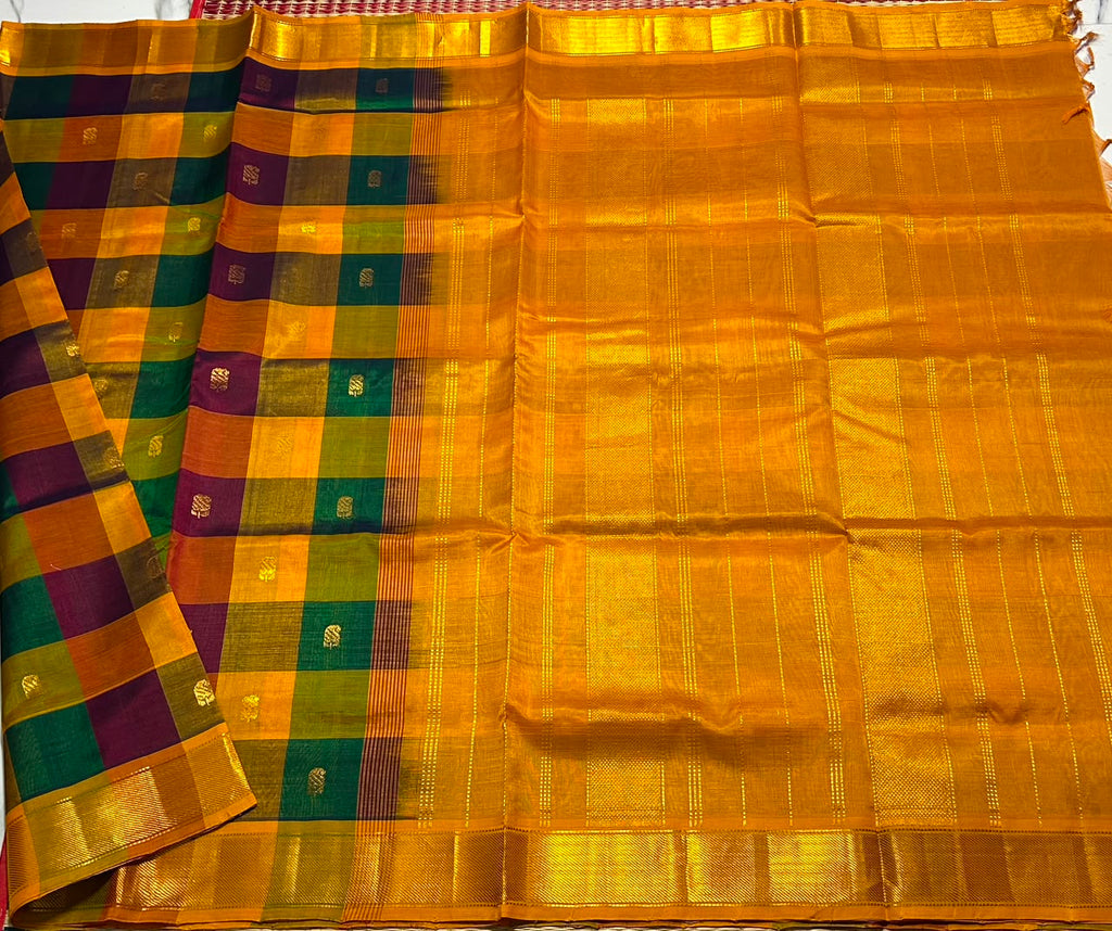 Handloom Paalum pazhamum silk cotton saree with buttas - MS345