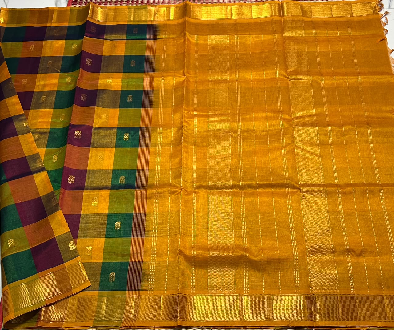 Handloom Paalum pazhamum silk cotton saree with buttas - MS345