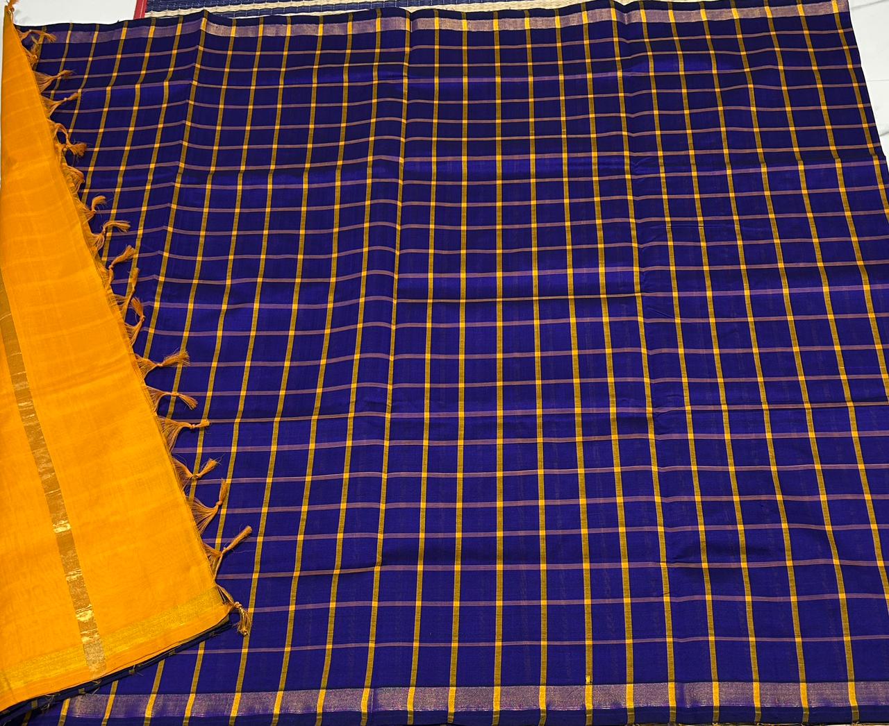 Handloom semi silk cotton saree with kattam - MS043