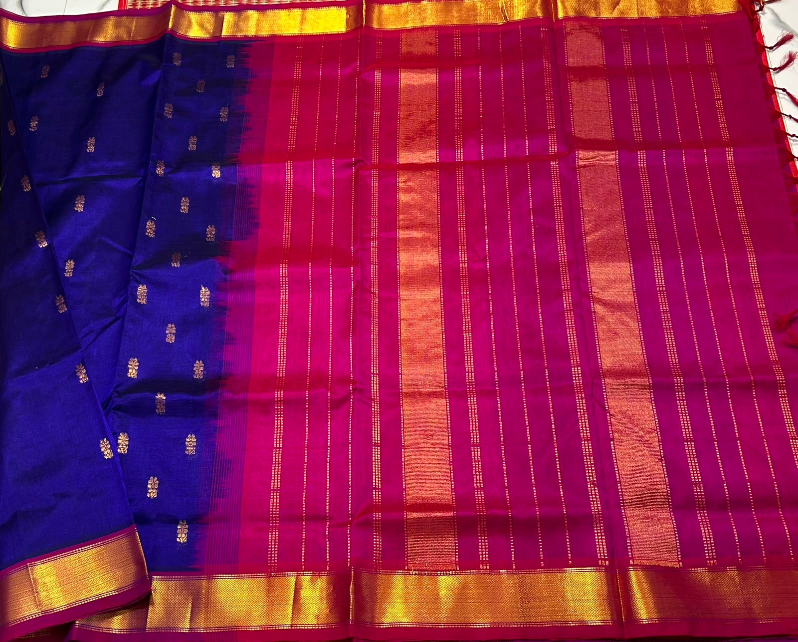 Handloom silk cotton saree with buttas - MS296