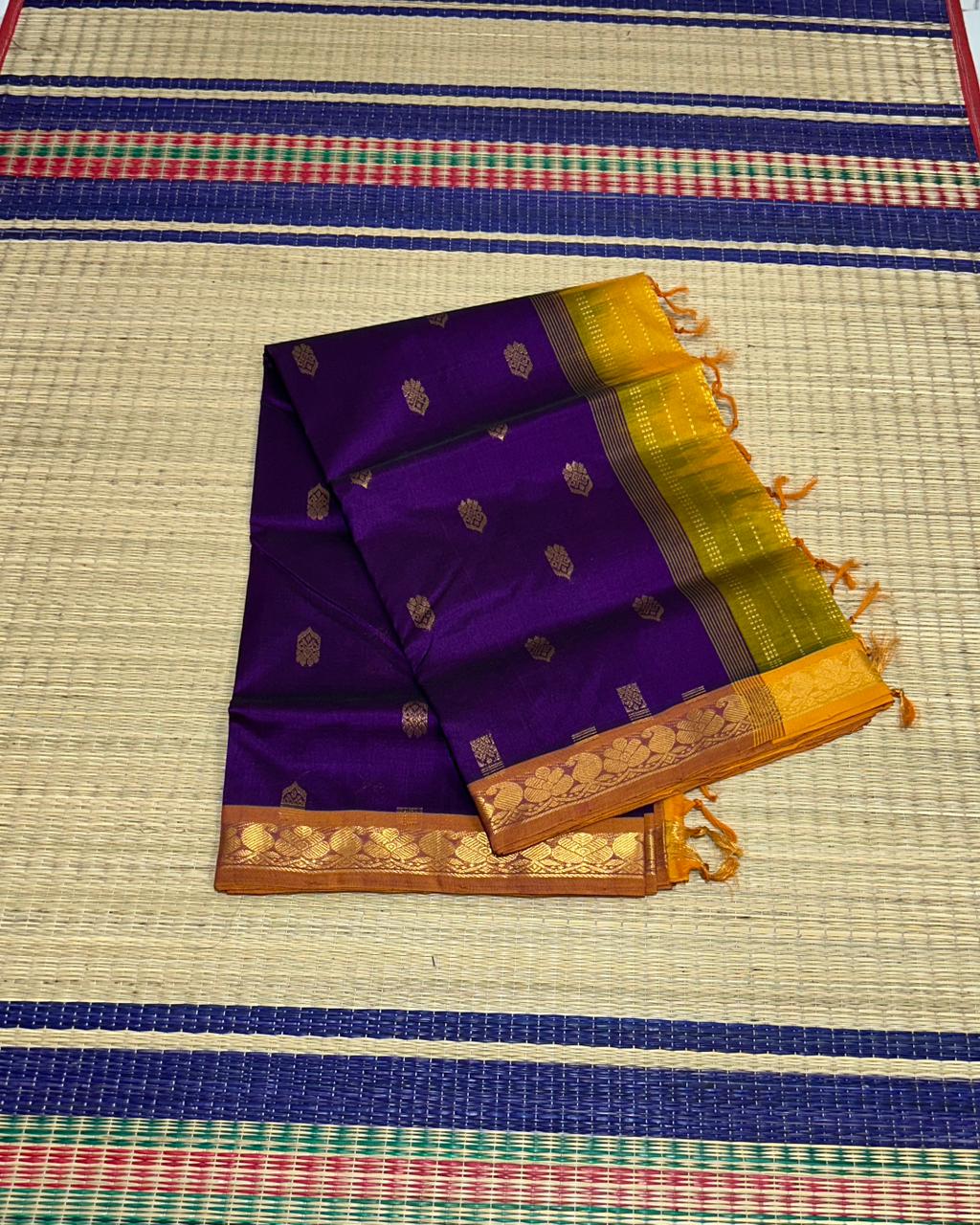 Handloom silk cotton saree with buttas - MS076