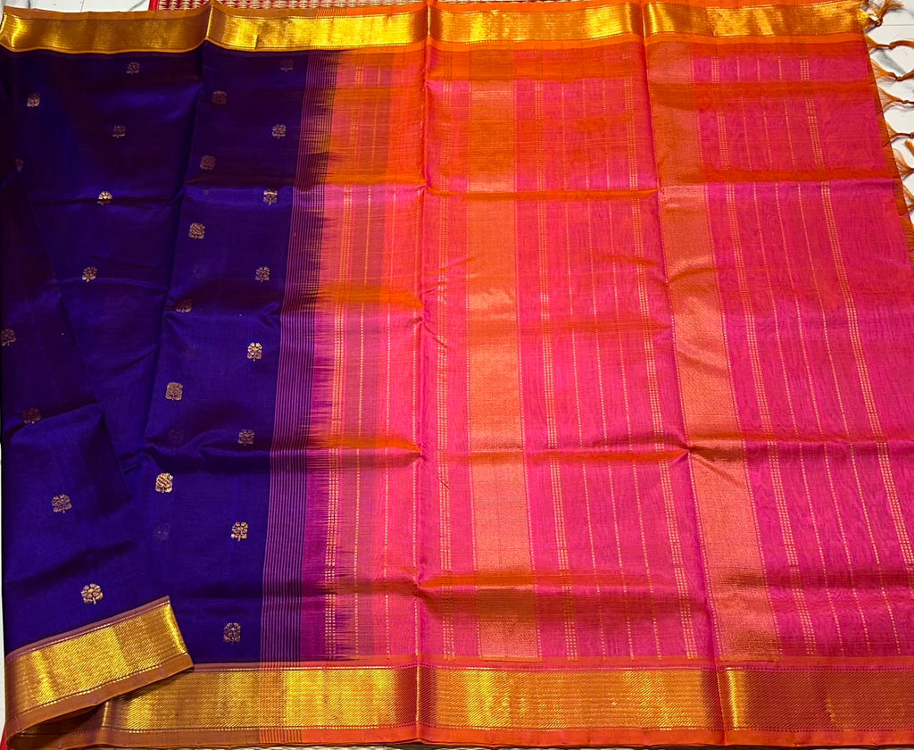 Handloom silk cotton saree with buttas - MS297
