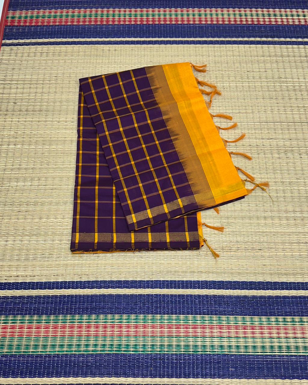 Handloom semi silk cotton saree with kattam - MS157