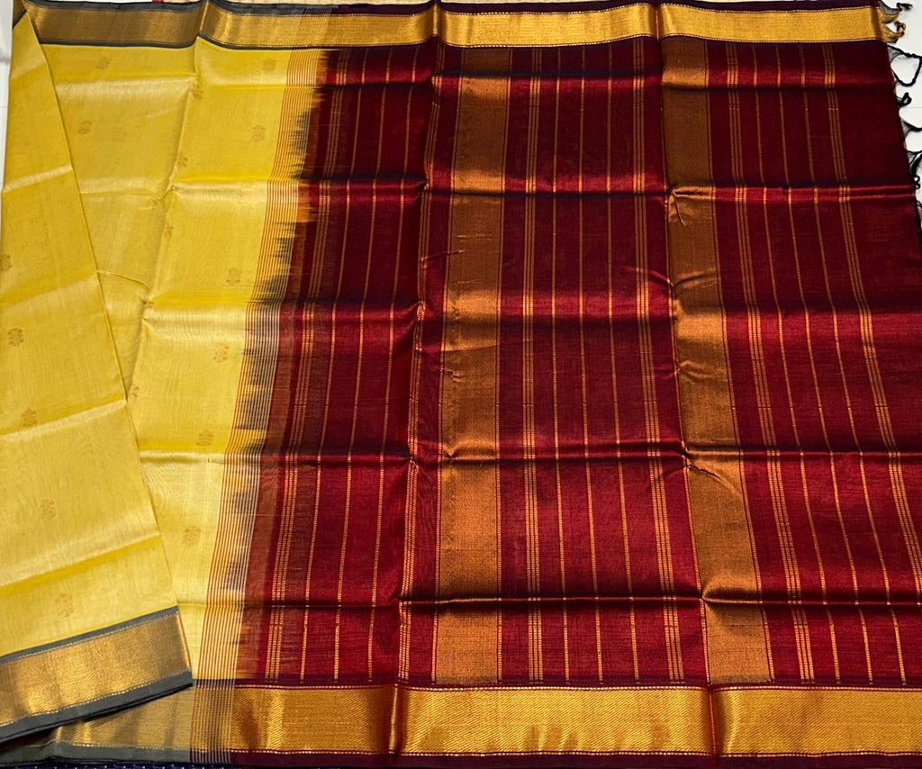 Handloom silk cotton saree with buttas - MS129