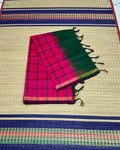 Handloom semi silk cotton saree with kattam  - MS041