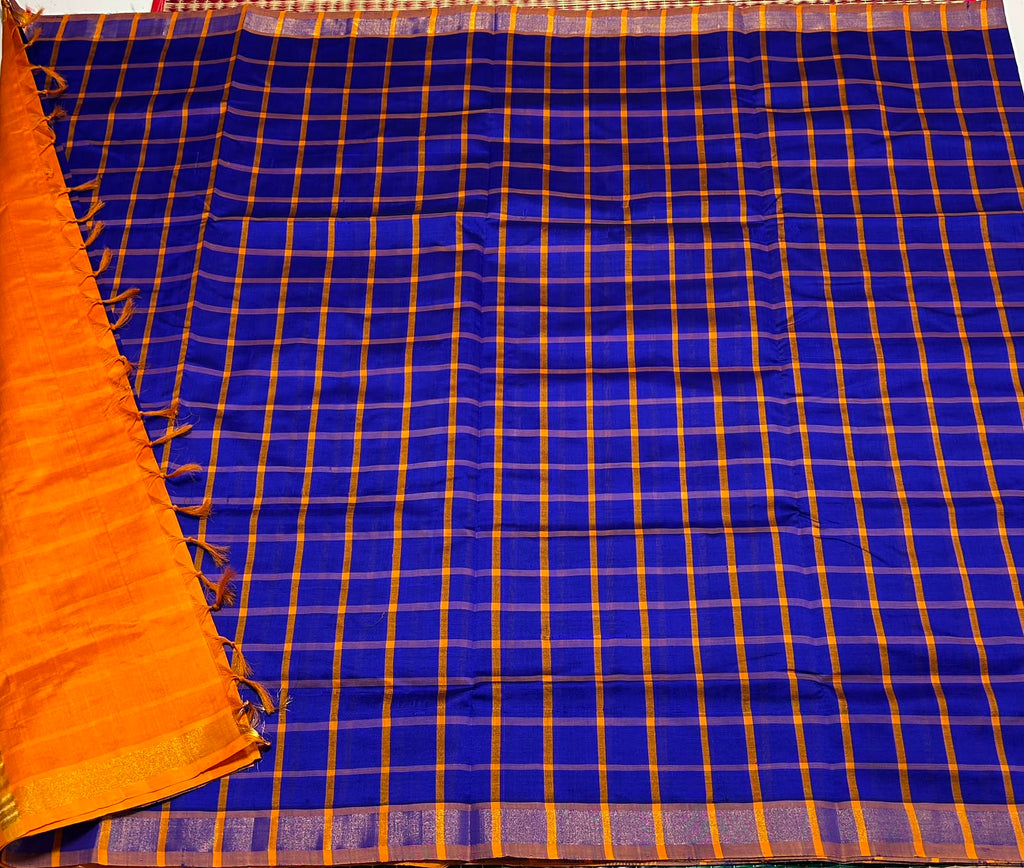 Handloom semi silk cotton saree with kattam - MS257