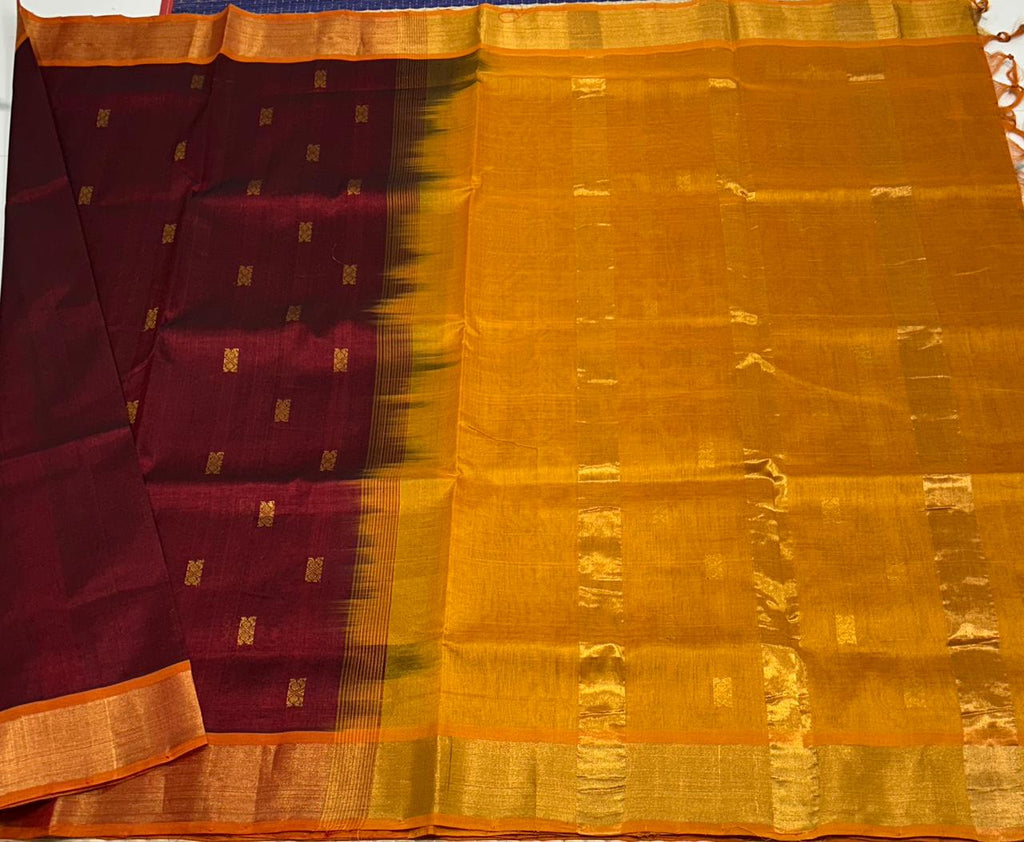 Handloom silk cotton saree with buttas - MS167