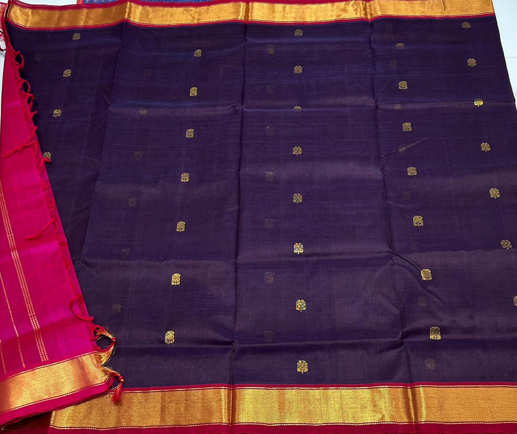 Handloom silk cotton saree with buttas - MS118