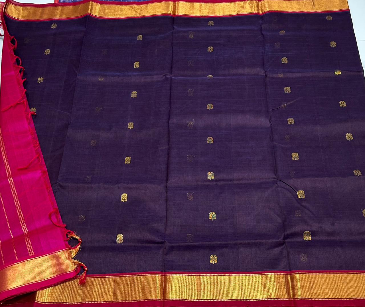 Handloom silk cotton saree with buttas - MS118