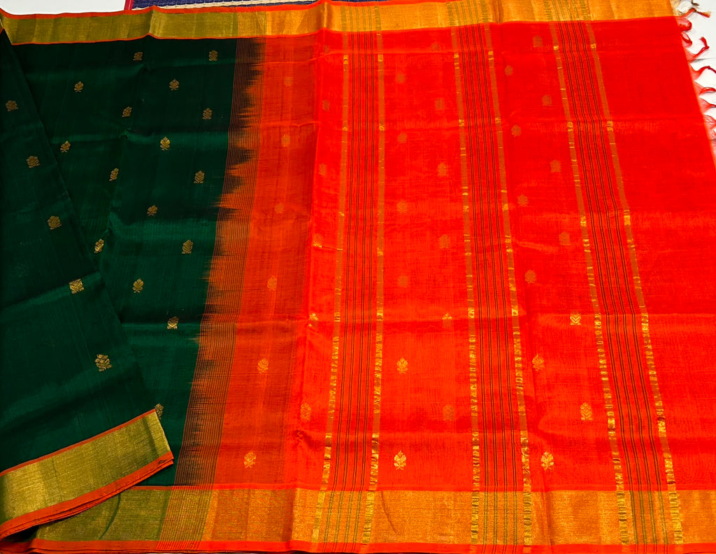 Handloom silk cotton saree with buttas - MS214