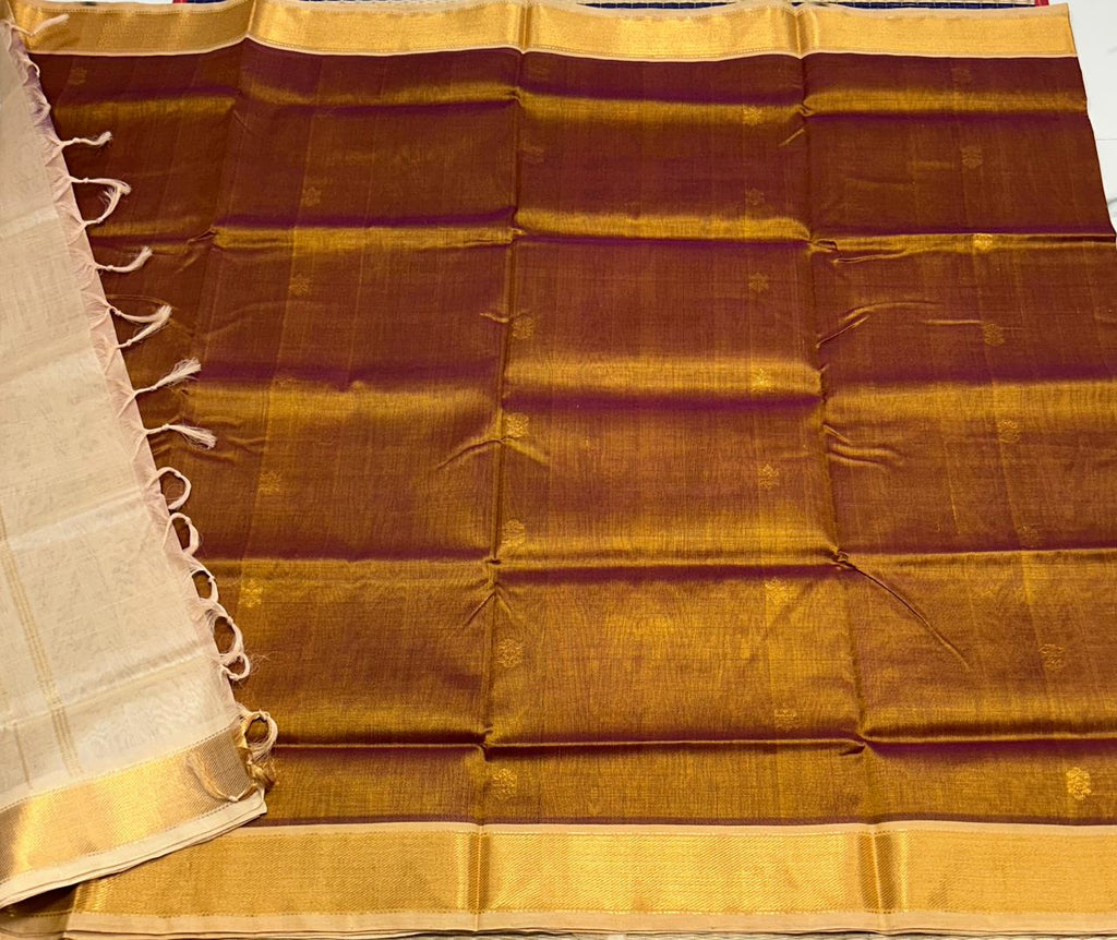 Handloom silk cotton saree with buttas - MS128