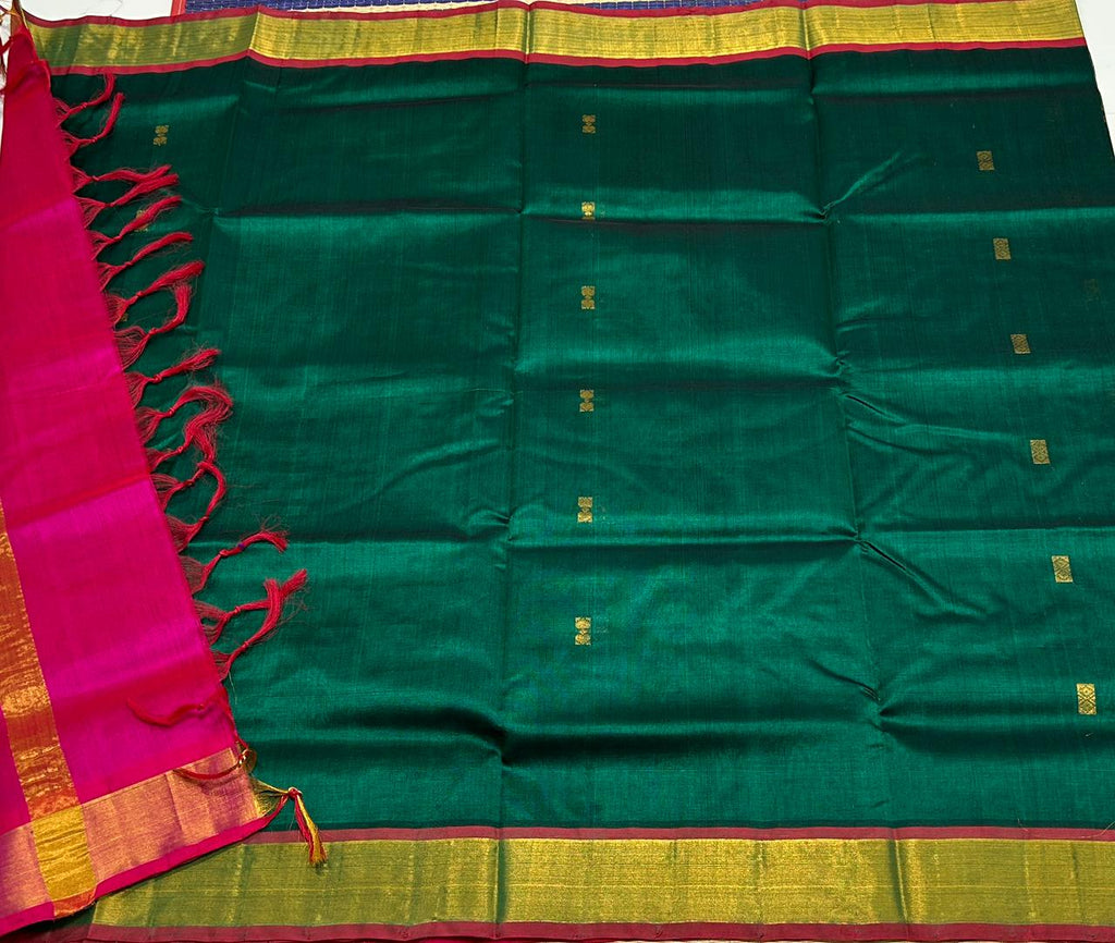 Handloom silk cotton saree with buttas - MS173