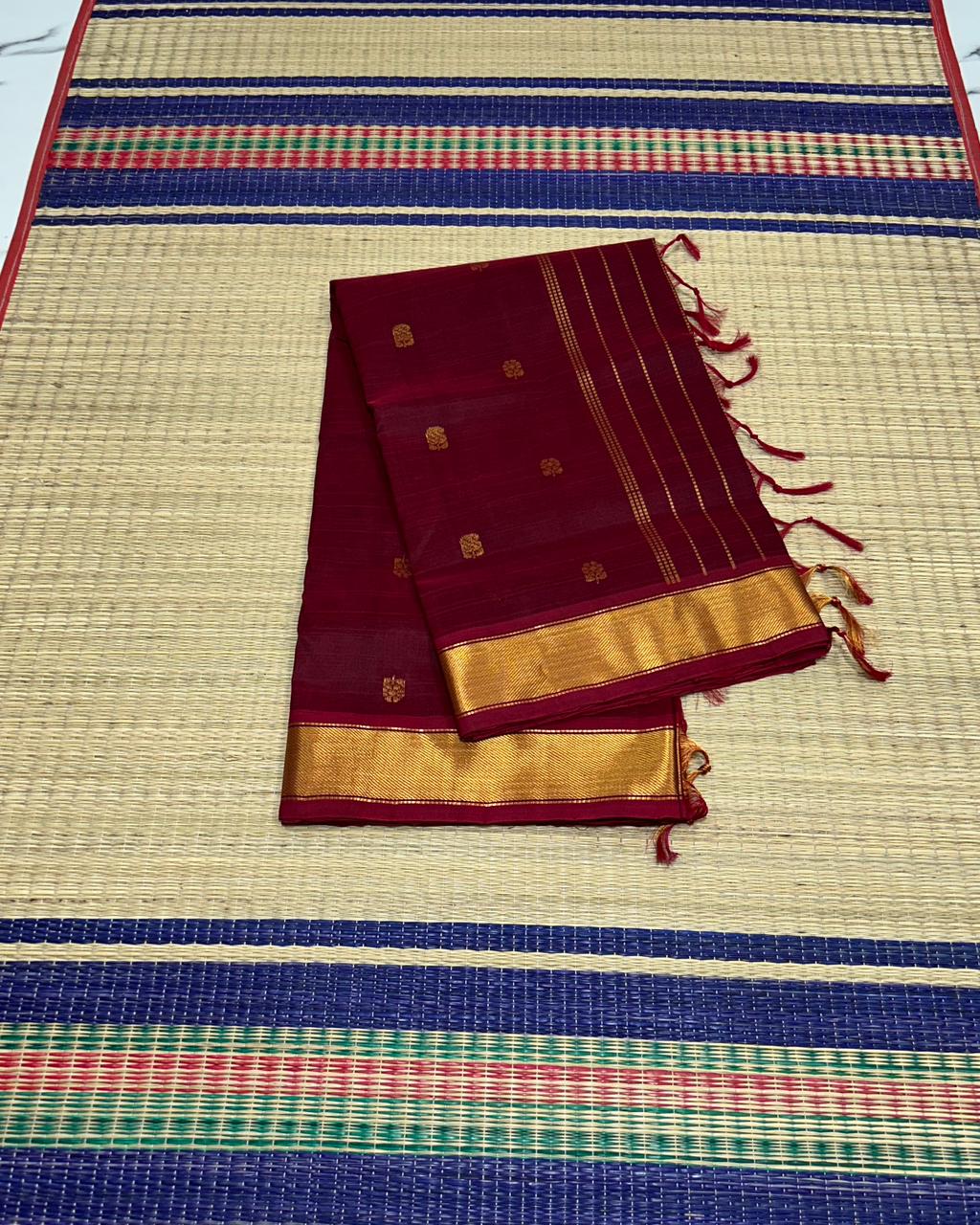 Handloom silk cotton saree with buttas - MS188