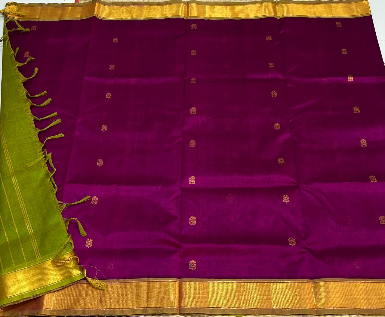 Handloom silk cotton saree with buttas - MS142
