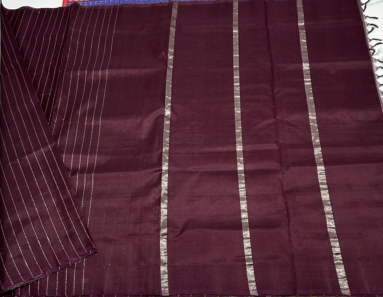 Handloom border less silk cotton saree - MS038