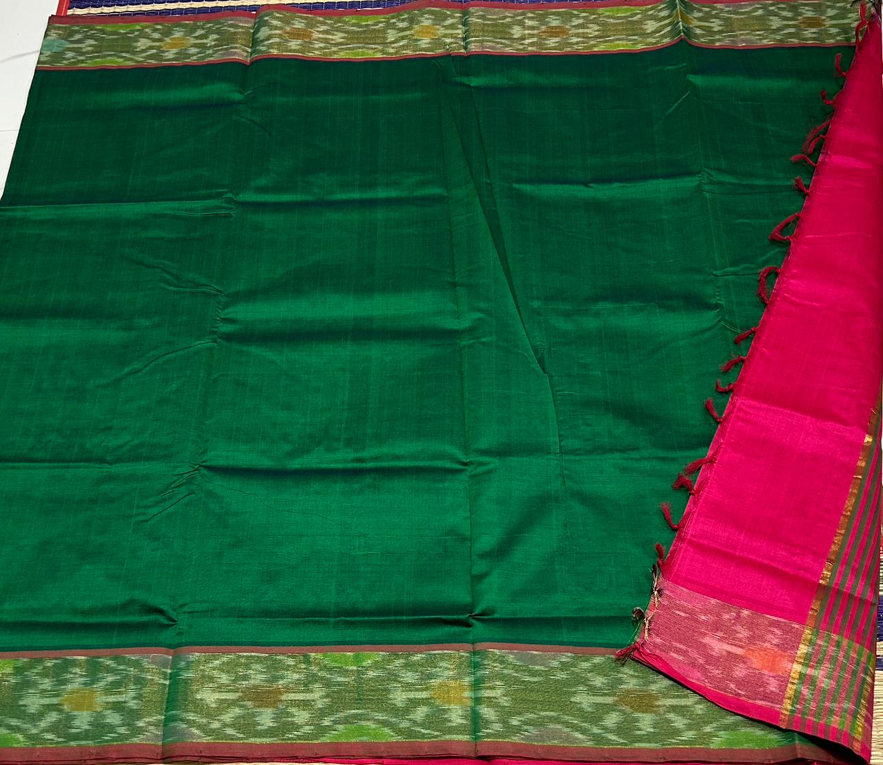 Handloom semi silk cotton saree pochampalli border - MS068