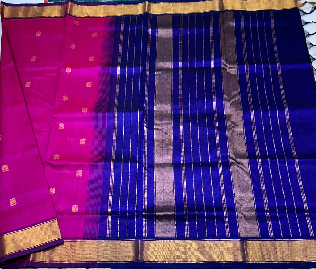 Handloom silk cotton saree with buttas - MS393