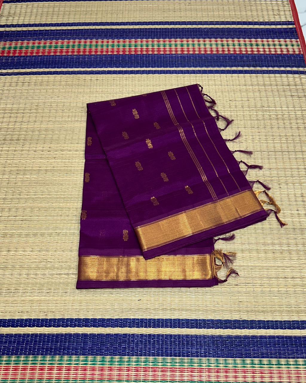 Handloom silk cotton saree with buttas - MS081