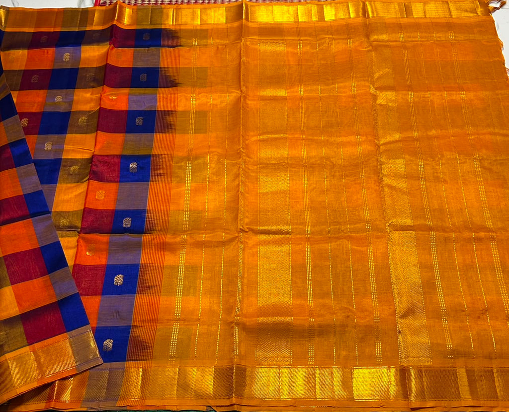 Handloom Paalum pazhamum silk cotton saree with buttas - MS346
