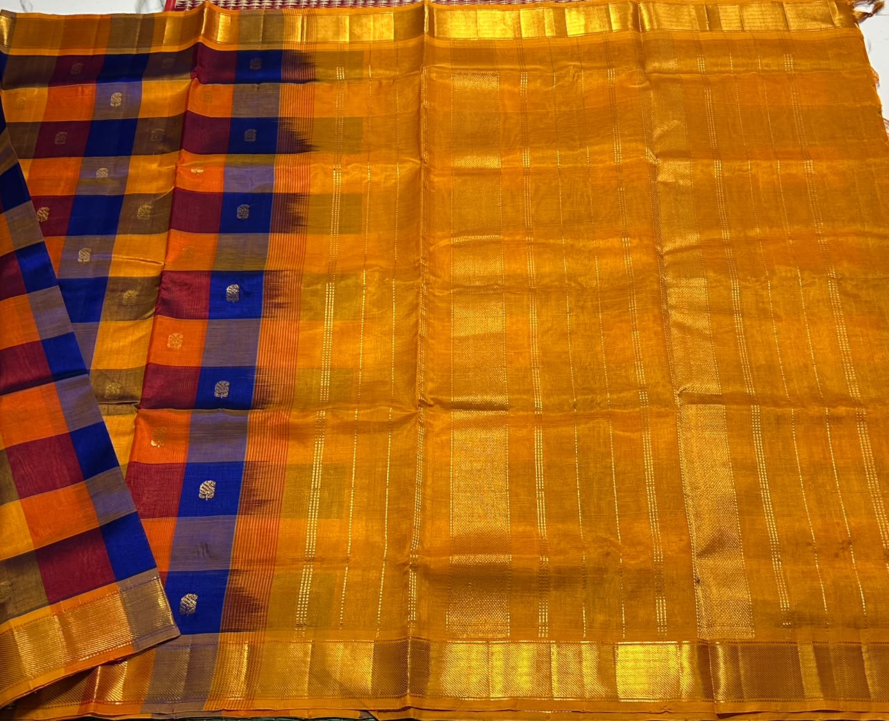 Handloom Paalum pazhamum silk cotton saree with buttas - MS346