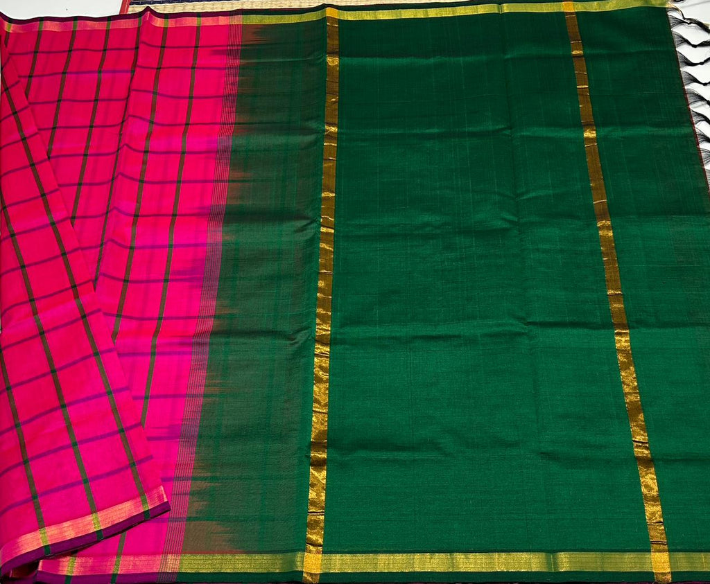 Handloom semi silk cotton saree with kattam  - MS041