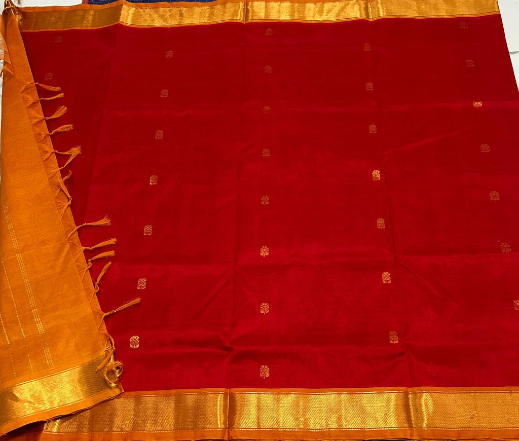 Handloom silk cotton saree with buttas - MS111