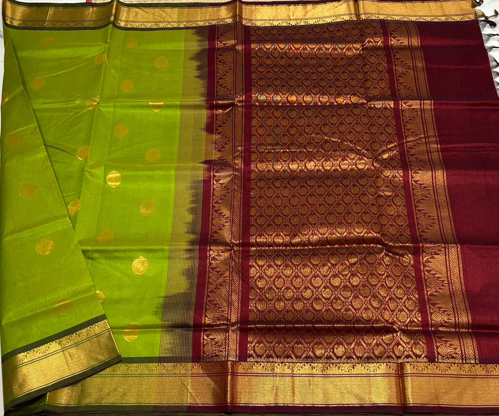 Handloom silk cotton saree with buttas - MS200